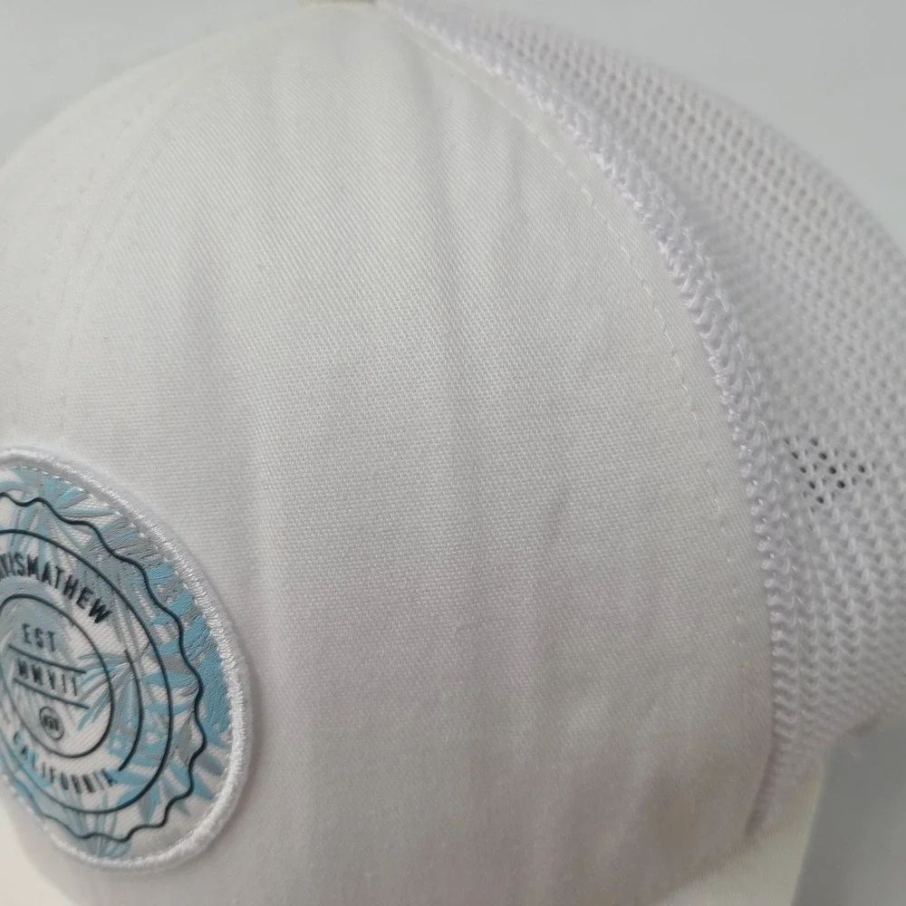 Travis Mathew Hat Snapback Trucker Mesh White Blue California Golf Palm Tree Men